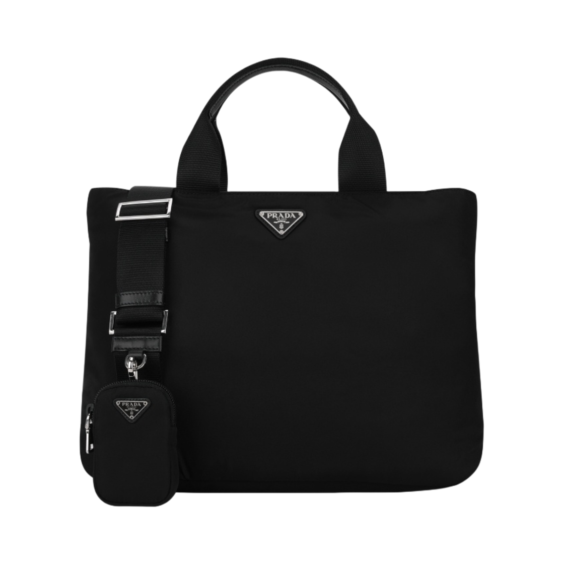 프라다 리나일론 트라이앵글 로고 토트백 블랙(Prada Re-Nylon Triangle Logo Tote Bag Black) - 1