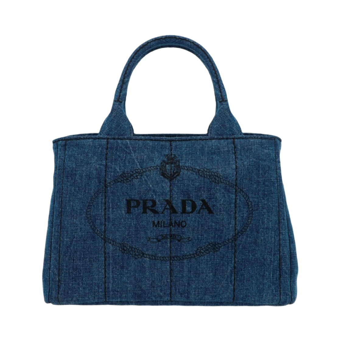 프라다 데님 토트백 네이비