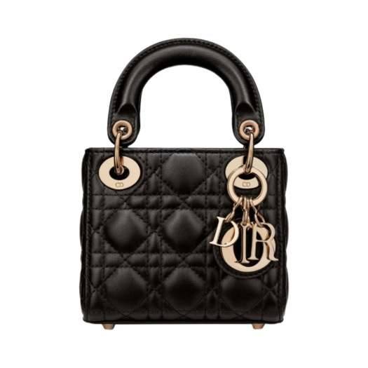 S0856ONGE-M900 Dior Micro Lady Bag Cannage Lambskin Black Gold