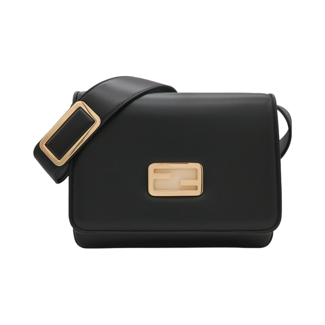 8BT329W20F1CBM Fendi ID Medium Leather Shoulder Bag Black