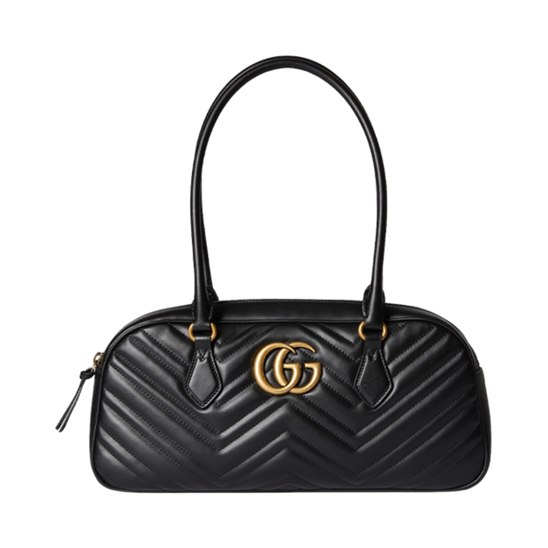 구찌 GG 마몽 미디움 탑 핸들백 블랙 마틀라세 쉐브론 레더(Gucci GG Marmont Medium Top Handle Bag Black Matelasse Chevron Leather) - 1