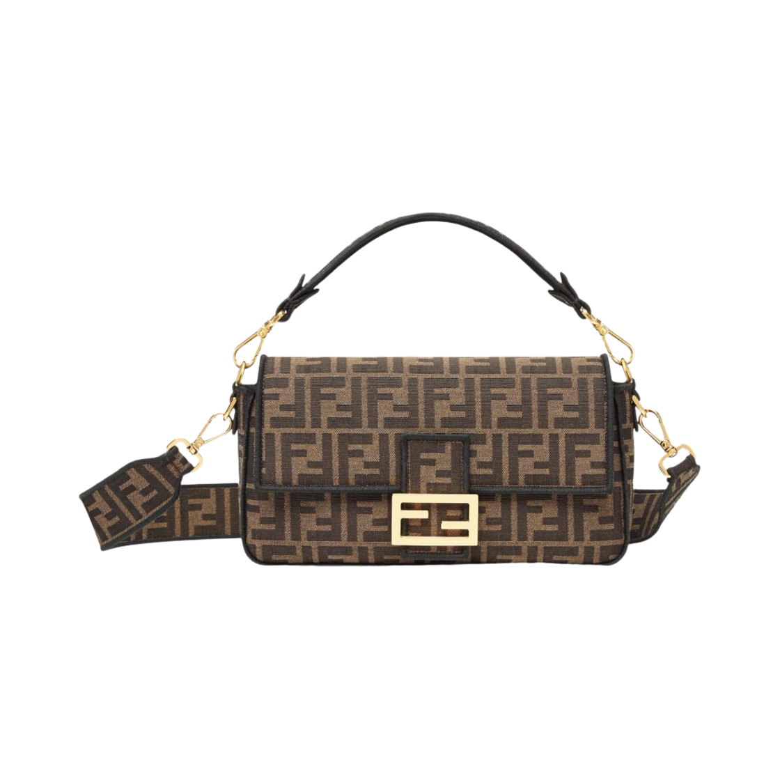 펜디 바게트 FF 모티프 패브릭백 브라운