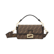 Fendi Baguette FF Motif Fabric Bag Brown