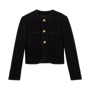 (W) Celine Chasseur Jacket in Boucle Natte Black