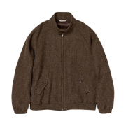 Auralee Lama Shetland Wool Tweed Zip Blouson Brown Tweed
