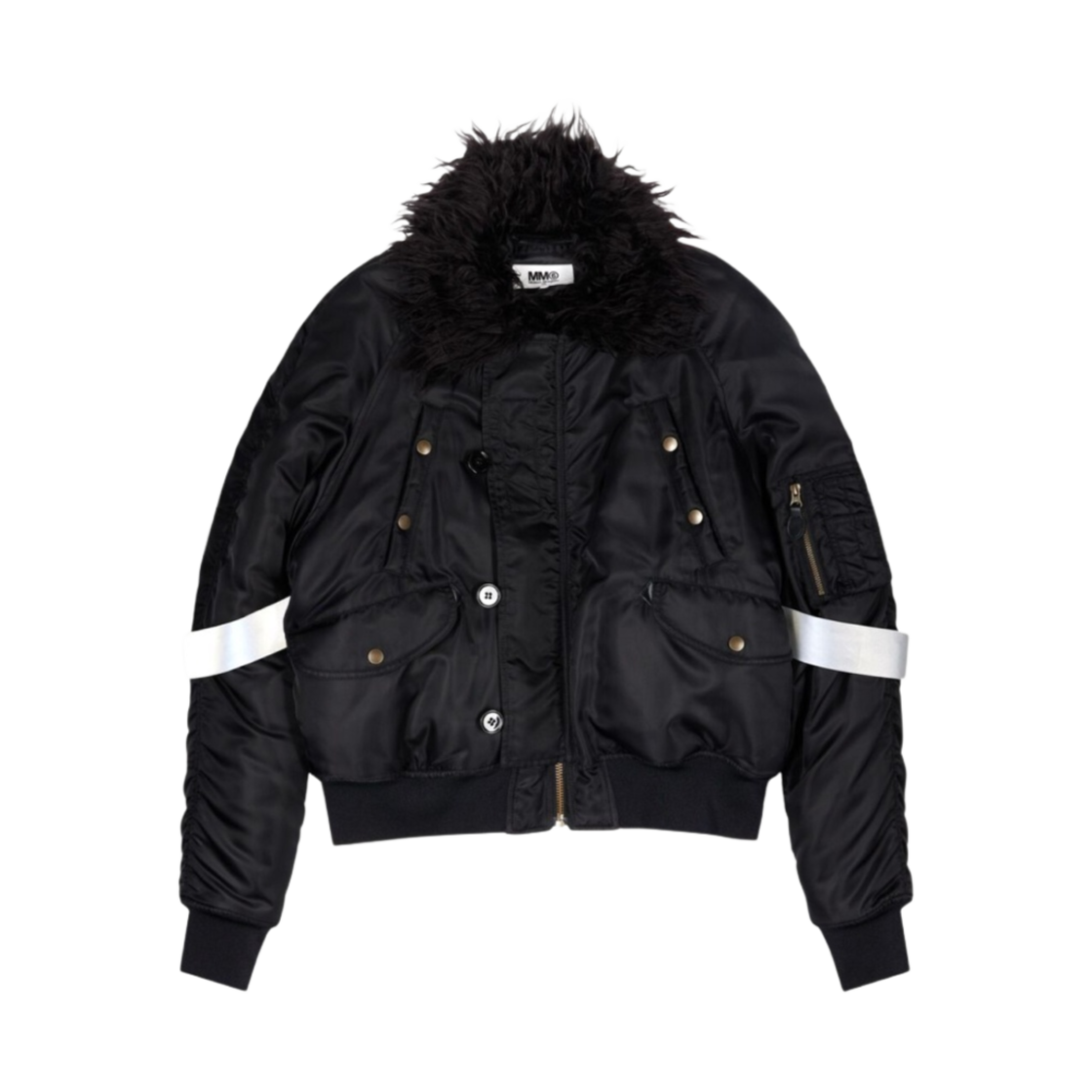 S62AN0071S53984900 (W) MM6 Maison Margiela Faux Fur Collar Bomber Jacket Black
