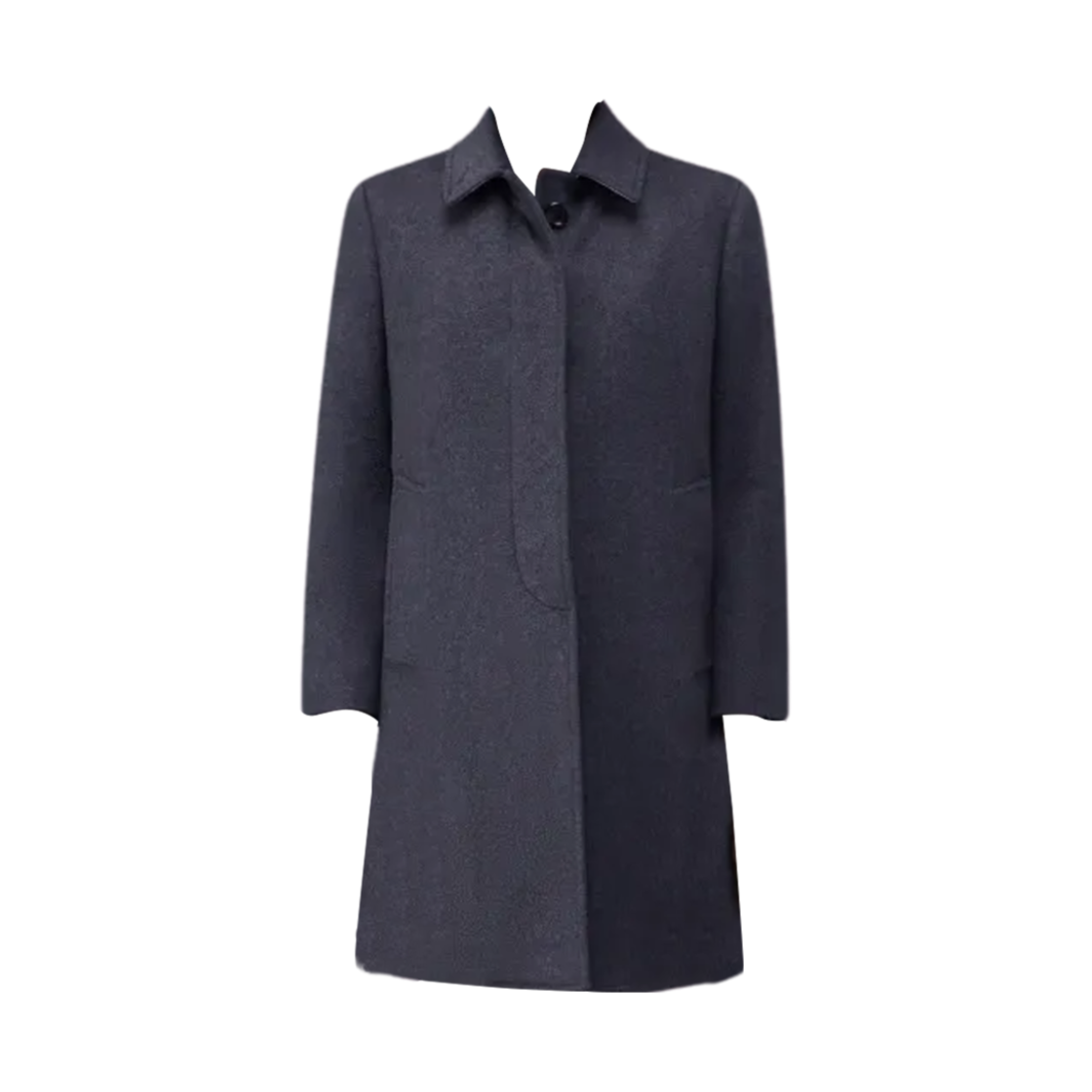 FOC546A-05387-025 (W) Thom Browne Zibeline Melange Cashmere Classic Bal Collar Overcoat Dark Grey