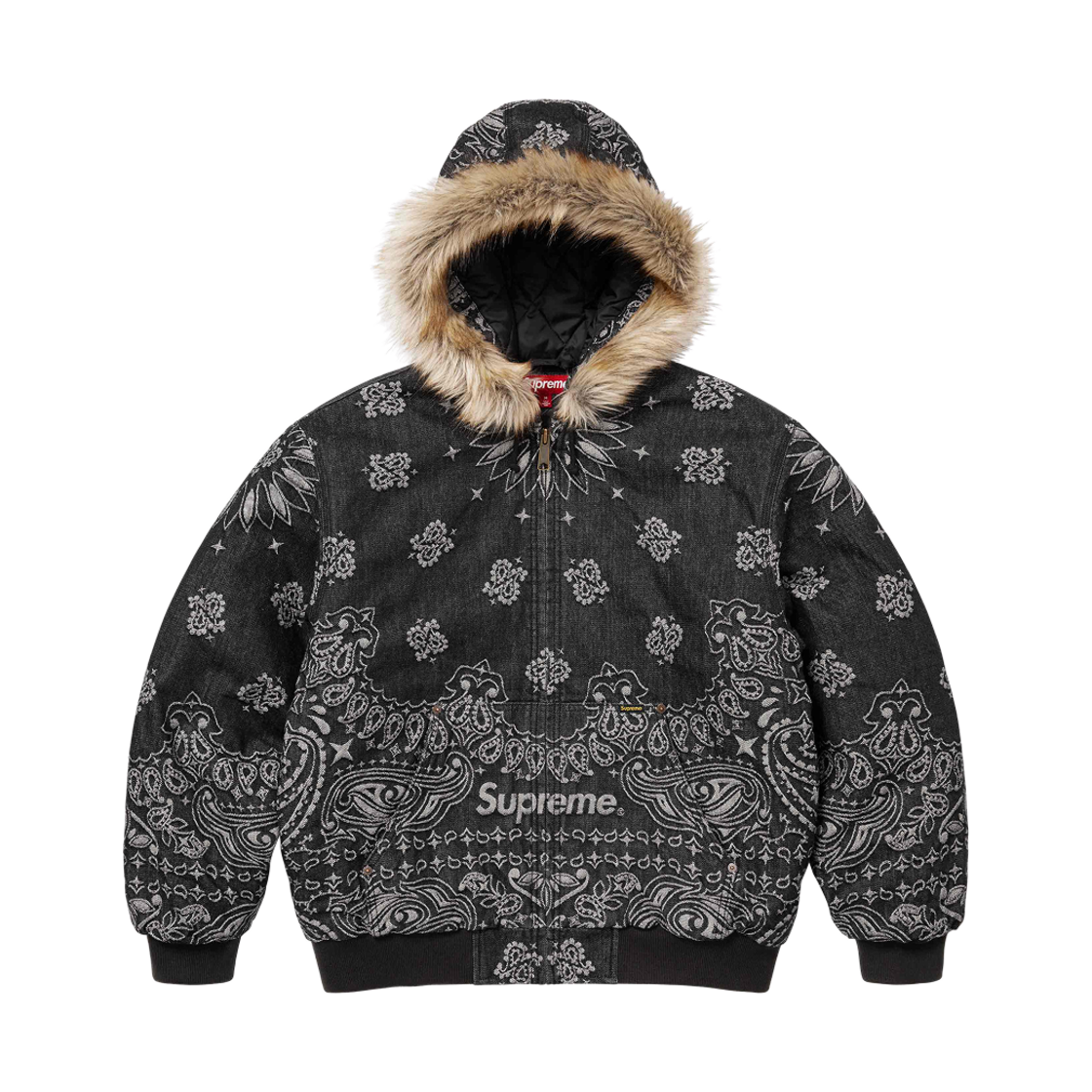 슈프림 반다나 자카드 데님 후드 워크 자켓 블랙 - 25SS(Supreme Bandana Jacquard Denim Hooded Work Jacket Black - 25SS)