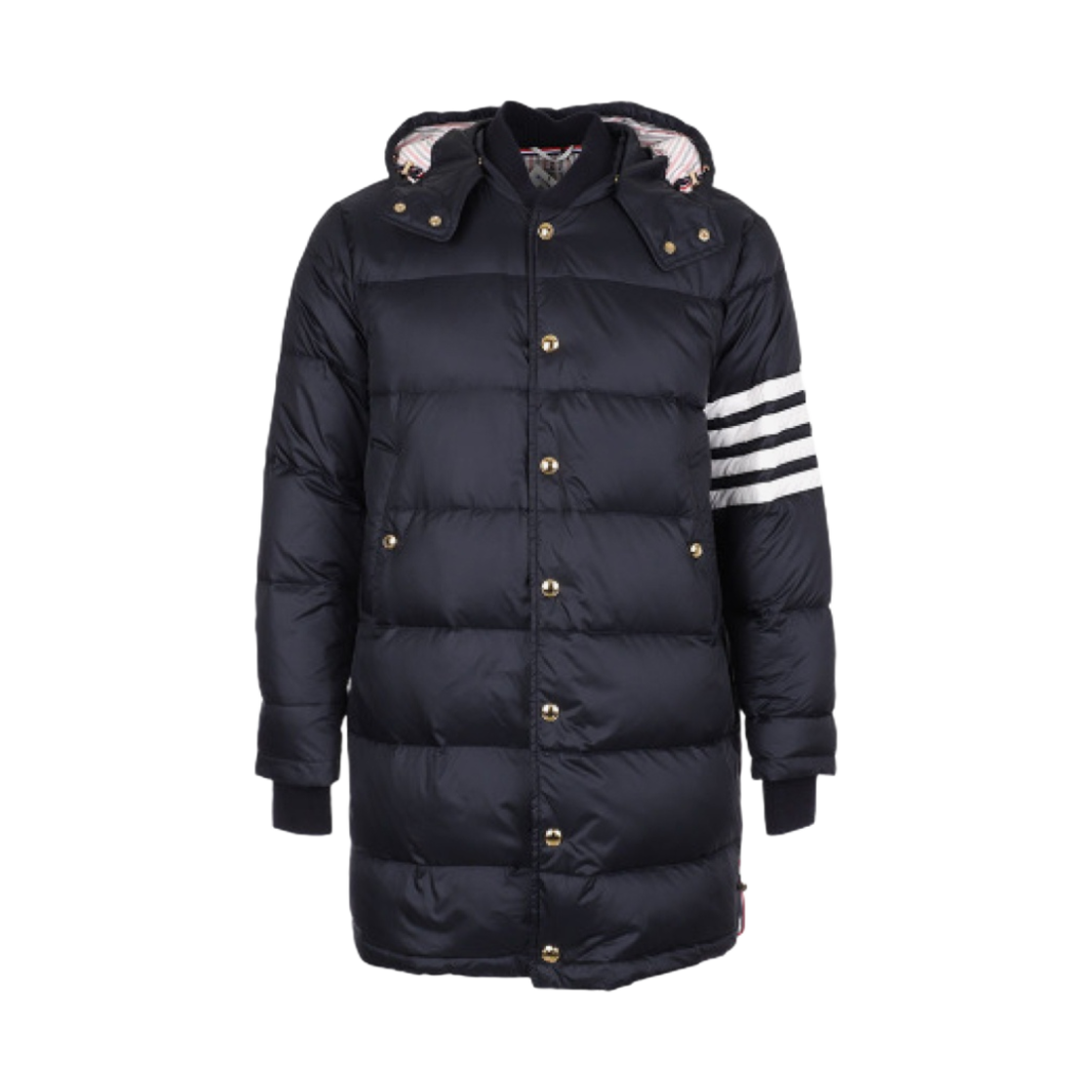 MOD041X-05411-415 Thom Browne Matte Nylon 4-Bar Down Coat Navy