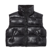 (W) The North Face White Label Glossy Down Vest Black