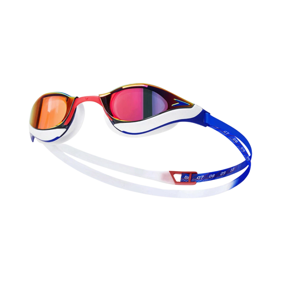 스피도 패스트스킨 퓨어 포커스 미러 스윔 고글 레드 블루 - 아시아 핏(Speedo Fastskin Pure Focus Mirror Swim Goggles Red Blue - Asia Fit)