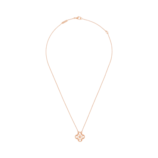 VCARP2R300 (W) Van Cleef & Arpels Vintage Alhambra Pendant Pink Gold Diamond