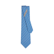 Ferragamo Little Mouse Print Silk Tie Light Blue