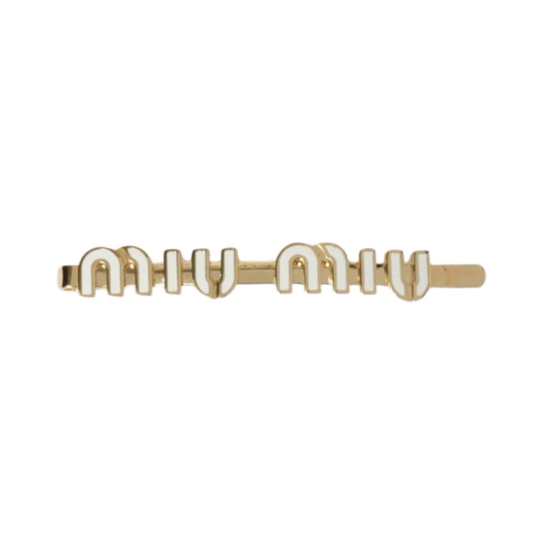 (W) 미우 미우 에나멜 메탈 헤어 클립 화이트((W) Miu Miu Enameled Metal Hair Clip White)