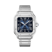 Cartier Santos de Watch Large Automatic Steel Metal Leather Bracelet