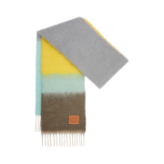 Loewe Wool and Mohair Stripe Muffler Grey