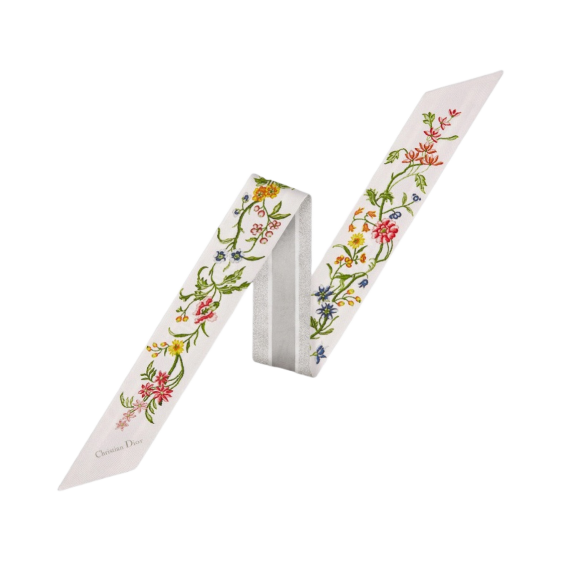 (W) 디올 쁘띠 플레르 미차 스카프 실크 트윌 화이트 멀티컬러((W) Dior Petites Fleurs Mitzah Scarf White Silk Twill Multicolor) - 1