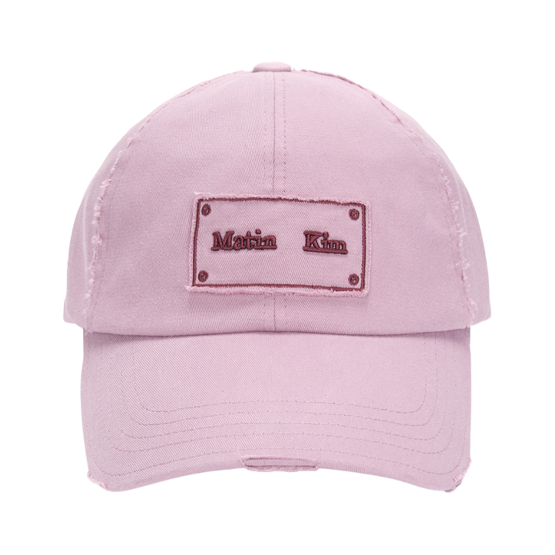마뗑킴 스퀘어 로고 컷아웃 볼캡 핑크(Matin Kim Square Logo Cutout Ball Cap Pink) - 1
