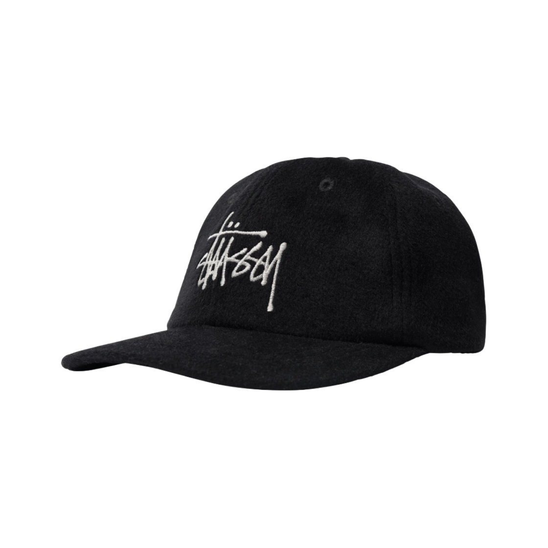 스투시 퍼지 울 빅 로고 로우 프로 캡 블랙