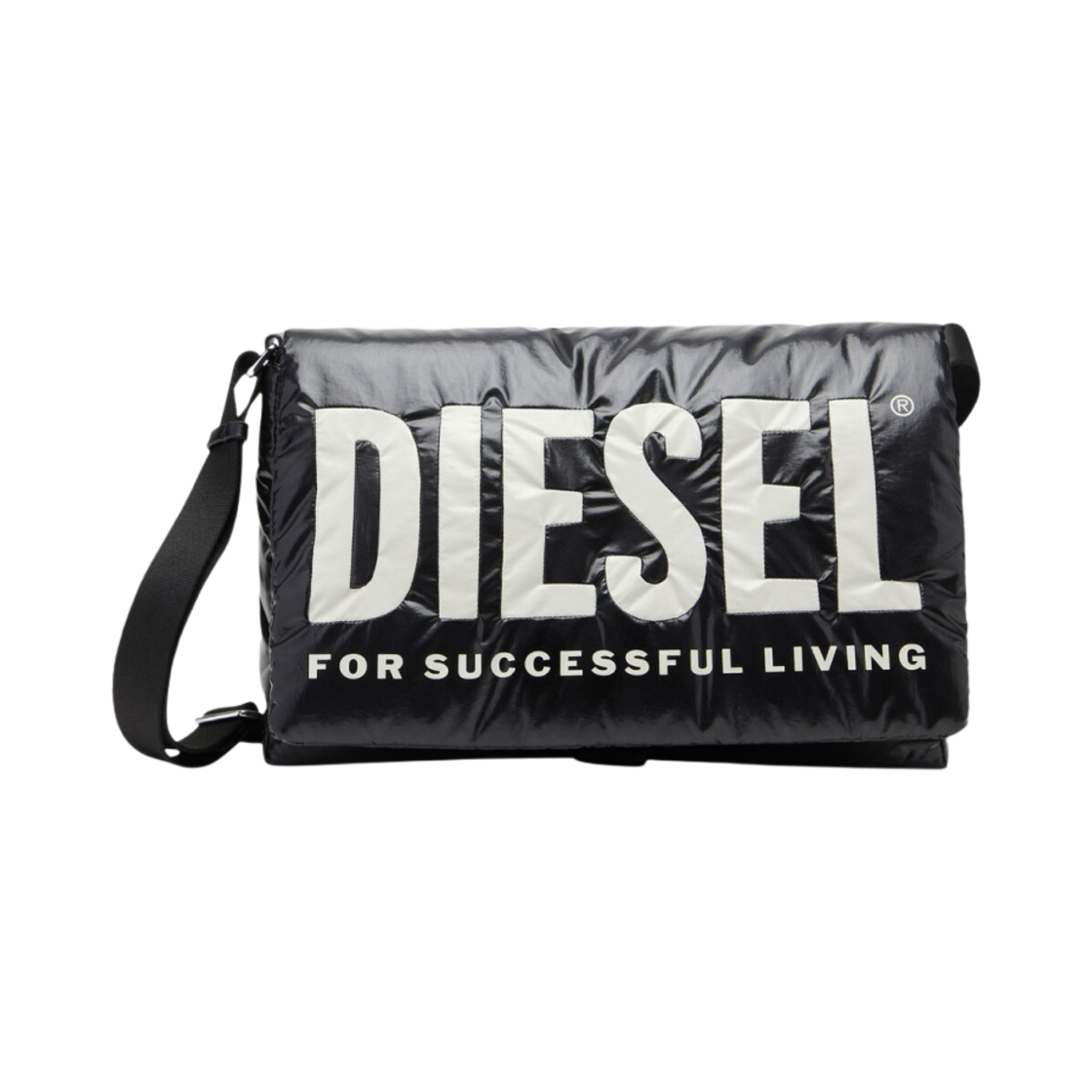 디젤 퍼프 DSL 미디움 메신저백 인레이드 로고 블랙(Diesel Puff DSL Medium Messenger Bag with Inlaid Logo Black) - 1