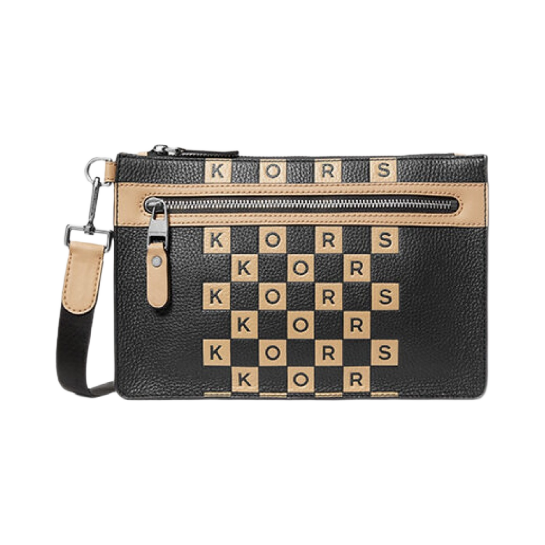마이클 코어스 허드슨 체커보드 로고 페블 레더 컨버터블 크로스바디백 블랙(Michael Kors Hudson Checkerboard Logo Pebbled Leather Convertible Crossbody Bag Black) - 1