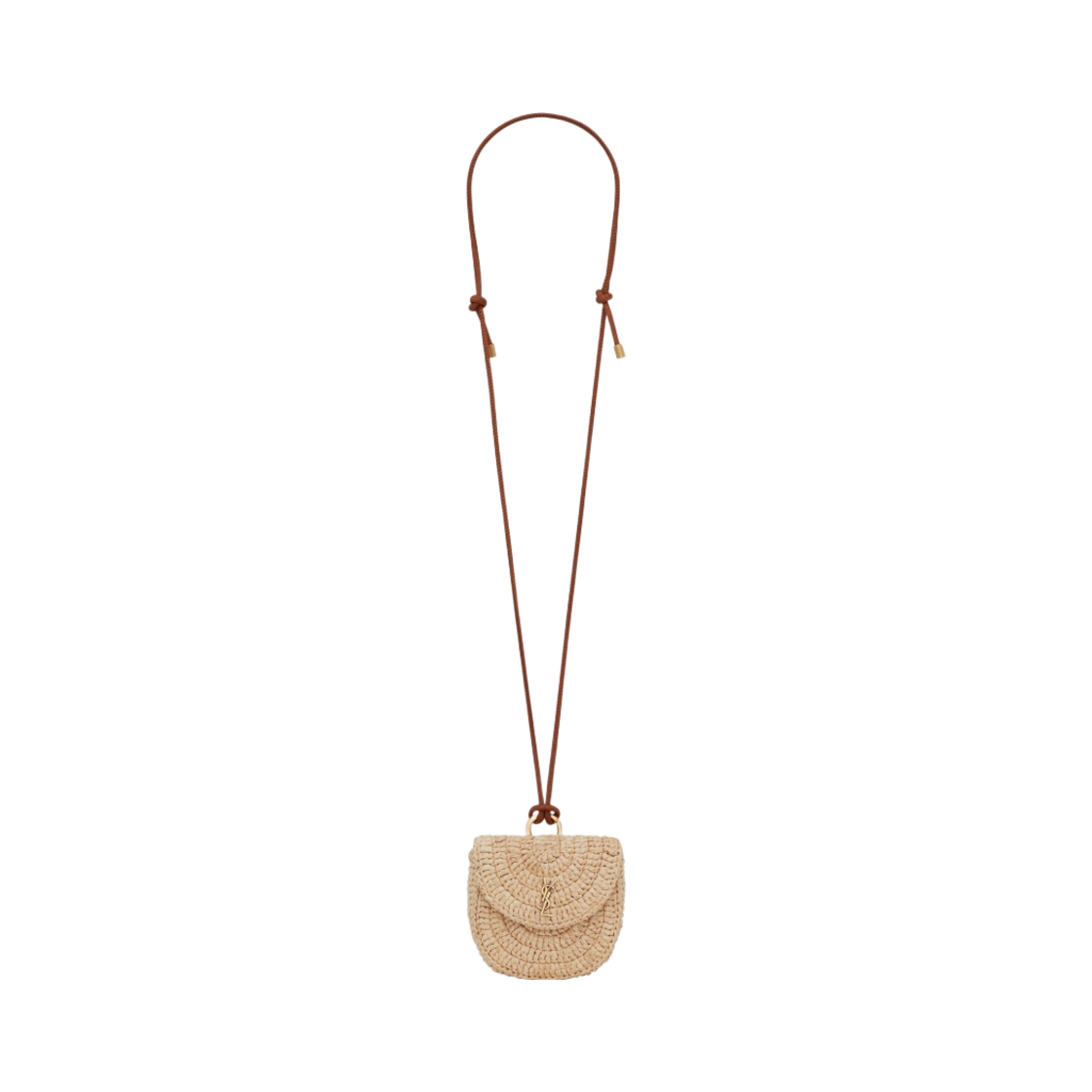 생로랑 카산드라 마이크로 파니에 네클리스 라피아 레더 내츄럴 브릭(Saint Laurent Cassandre Micro Panier Necklace in Raffia and Leather Naturel Brick) - 1