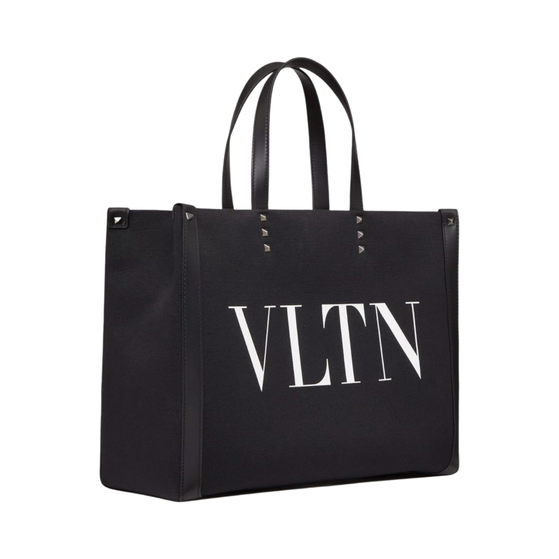 발렌티노 VLTN 에코랩 미디움 캔버스 쇼퍼백 블랙 화이트(Valentino VLTN Ecolab Medium Canvas Shopper Bag Black White) - 2