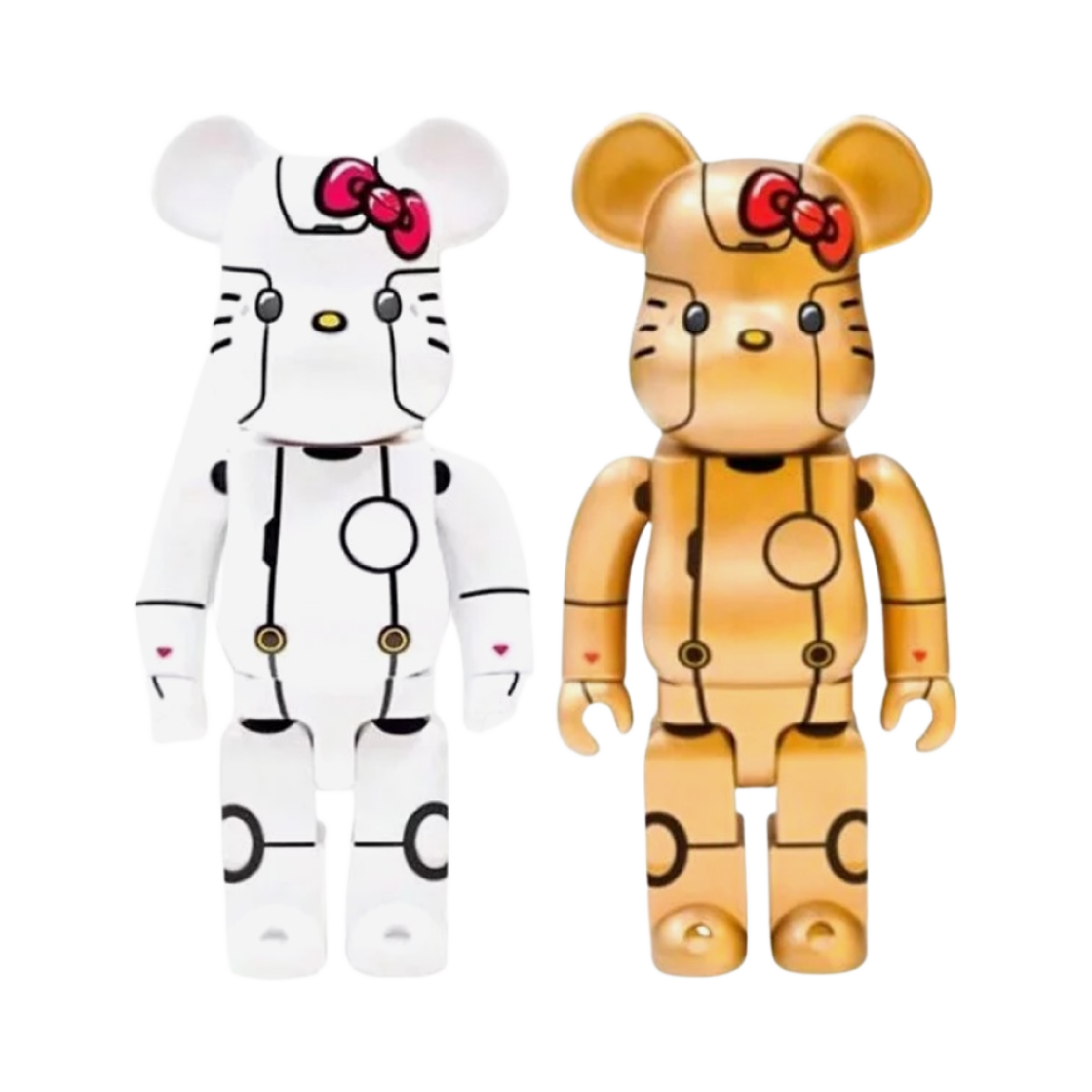 - Bearbrick Hello Kitty Robot Kitty White & Gold 2 Pack 400%