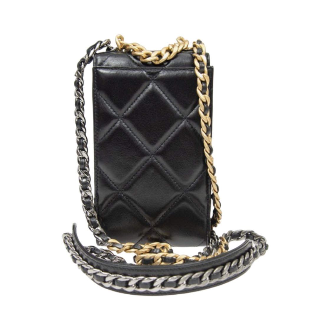 샤넬 19 체인 폰 홀더 램스킨 & 골드 메탈 블랙(Chanel 19 Phone Holder with Chain Lambskin & Gold Black) - 3