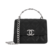 Chanel Clutch with Chain Shiny Grained Calfskin & Silver Black