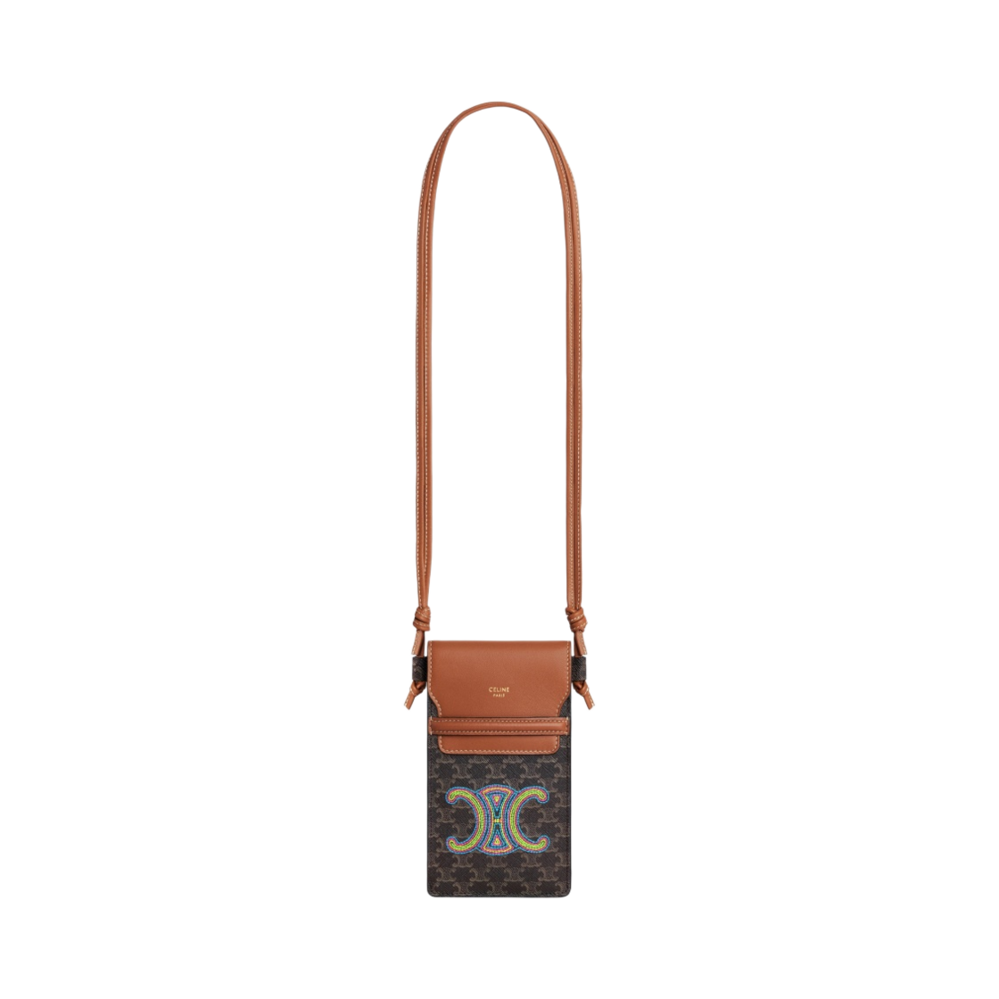 셀린느 트리옹프 캔버스 트리옹프 자수 플랩 폰 파우치 멀티컬러(Celine Phone Pouch with Flap in Triomphe Canvas with Triomphe Embroidery Multicolor) - 1