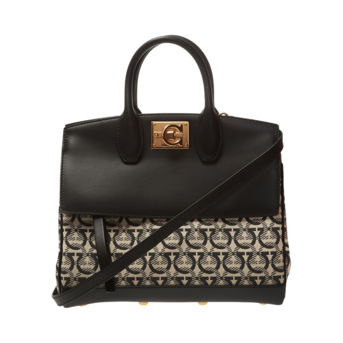 페라가모 더 스튜디오 숄더백 베이지 블랙(Ferragamo The Studio Shoulder Bag Beige Black) - 1
