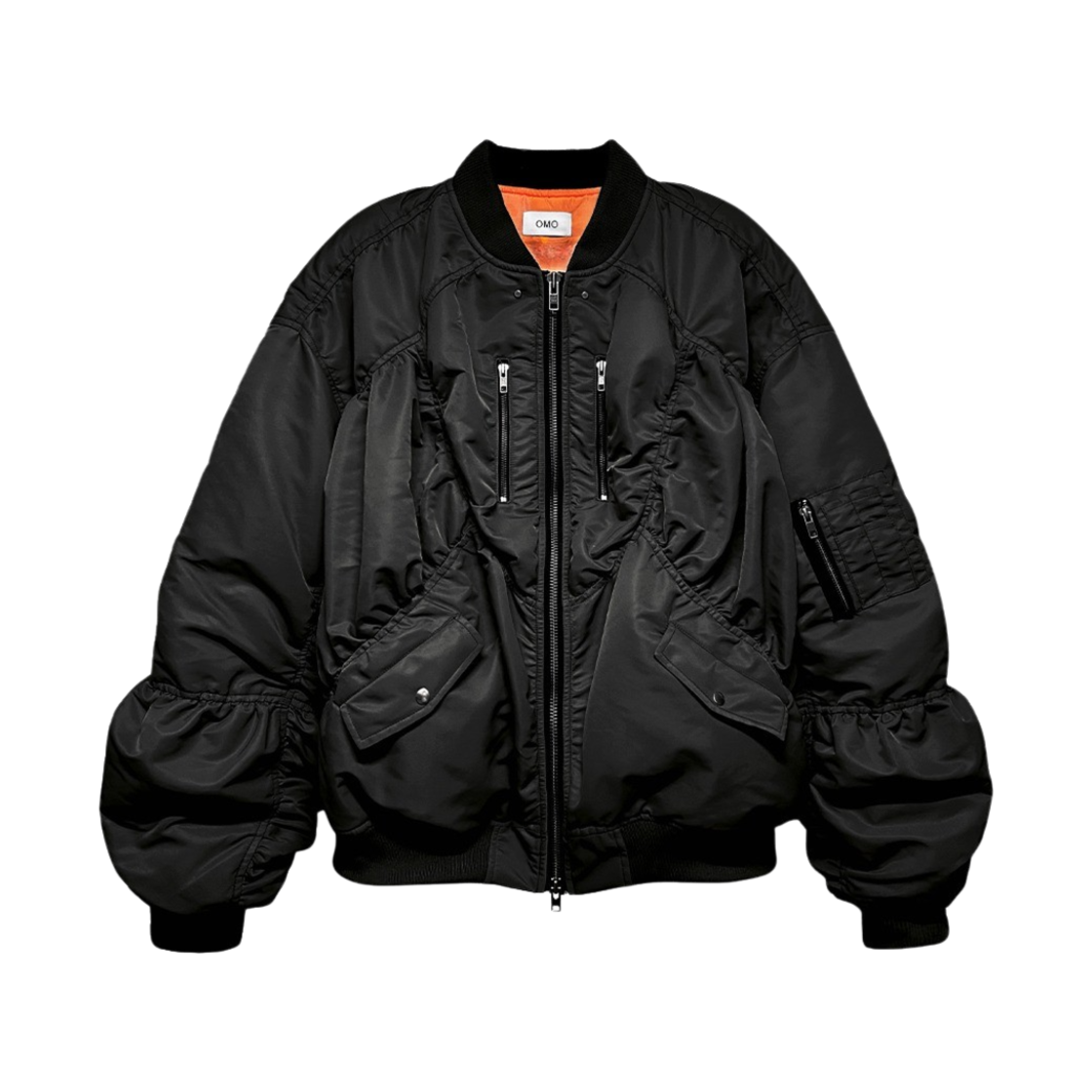 오엠오 라바 셔링 봄버 자켓 블랙(OMO Larva Shirring Bomber Jacket Black)