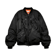 OMO Larva Shirring Bomber Jacket Black