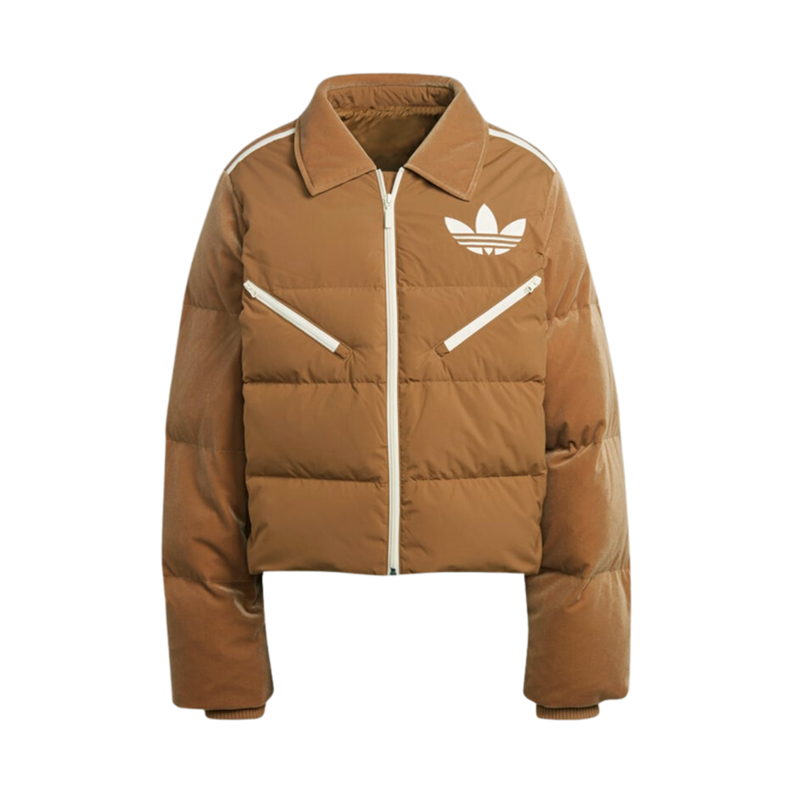 IB2028 (W) Adidas Adicolor Heritage Now Velvet Puffer Jacket Brown Desert - KR Sizing