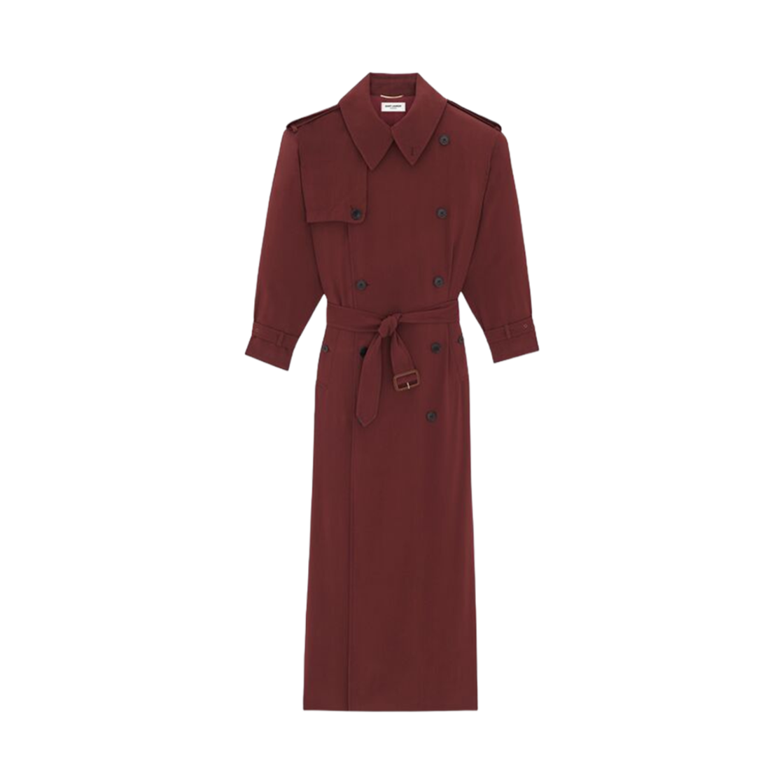 (W) 생로랑 트렌치 코트 트윌 버건디((W) Saint Laurent Trench Coat In Twill Burgundy) - 2