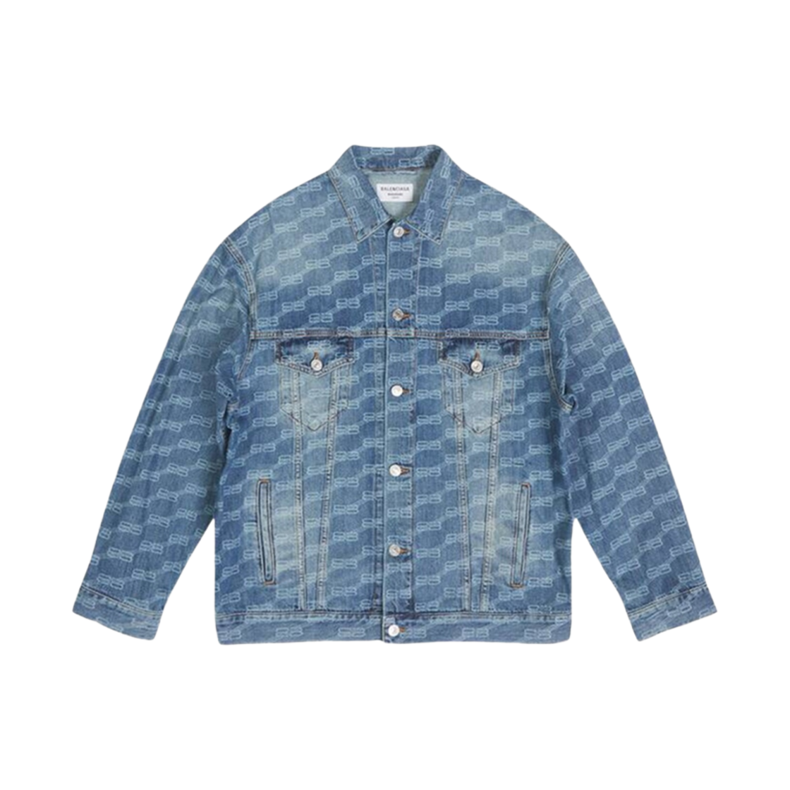 (W) 발렌시아가 BB 모노그램 라지 핏 자켓 블루((W) Balenciaga BB Monogram Large Fit Jacket Blue) - 1