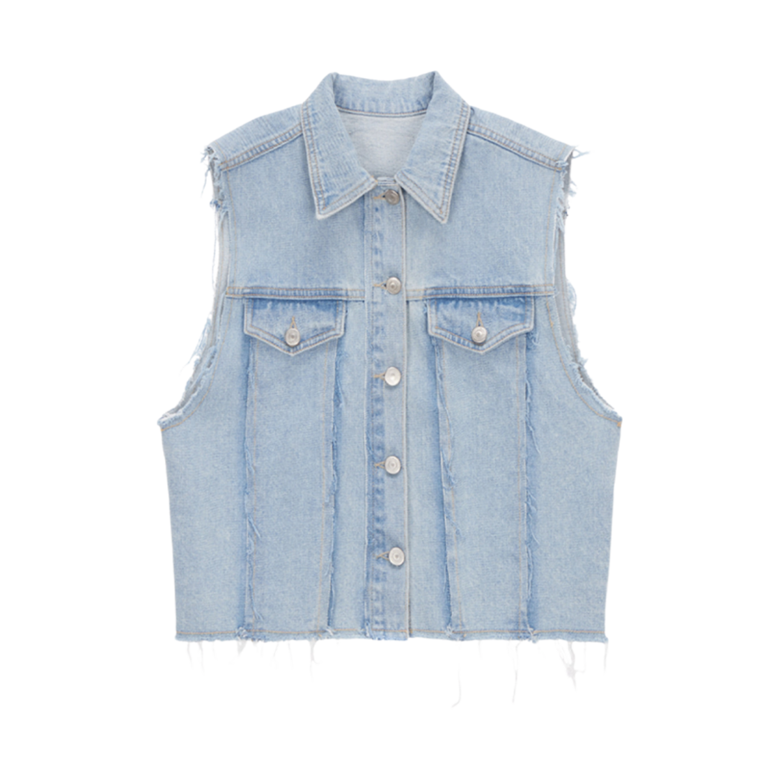 (W) 마뗑킴 러프 데님 베스트 블루((W) Matin Kim Rough Denim Vest Blue) - 1