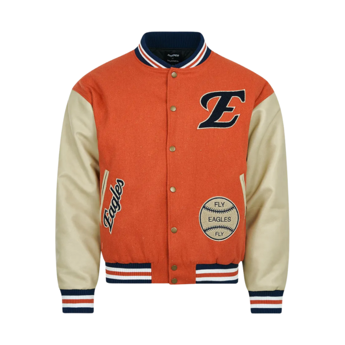 한화 이글스 스파이더 25 빈티지 바시티 자켓 오렌지(Hanwha Eagles Spyder 25 Vintage Varsity Jacket Orange)