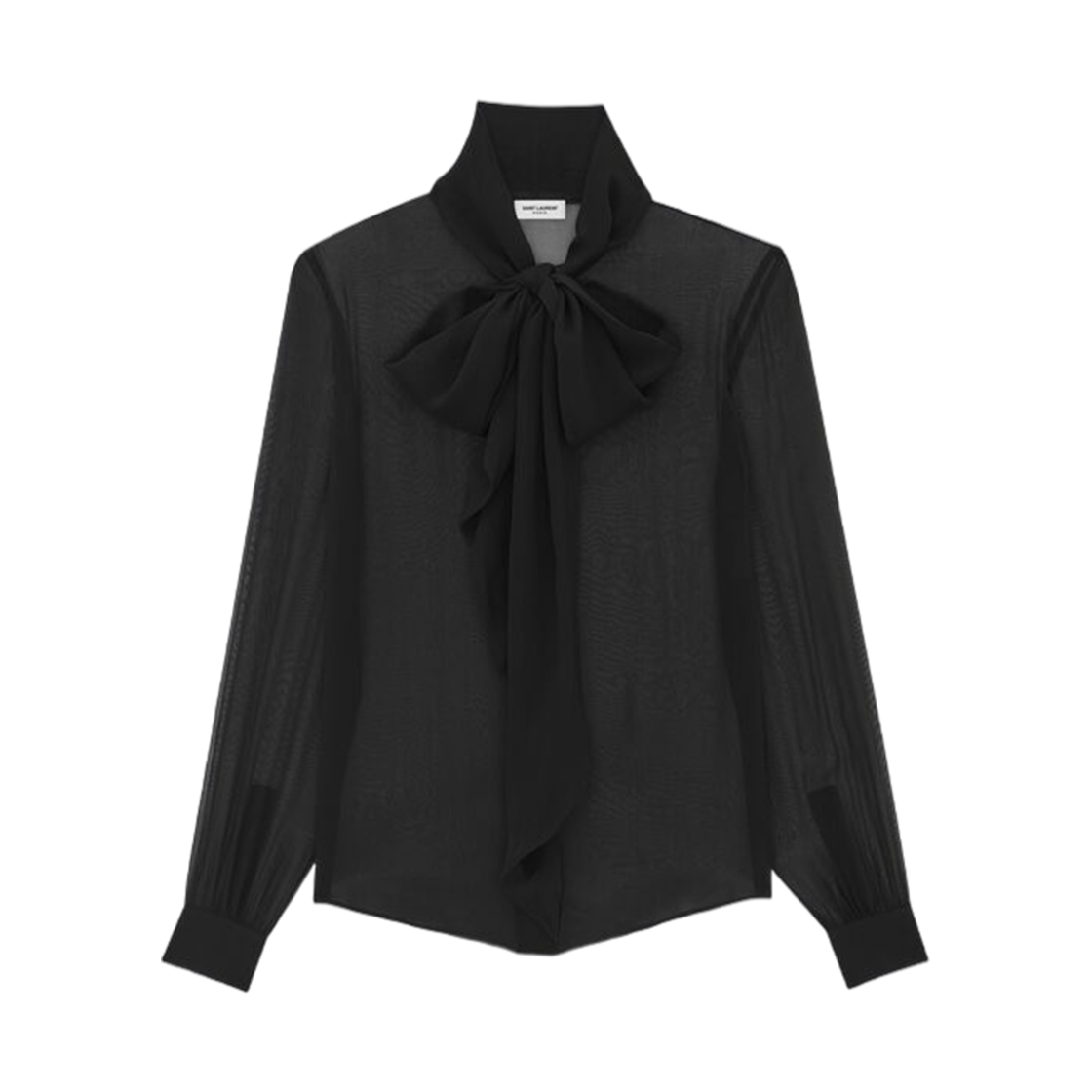 (W) 생로랑 블라우스 실크 무슬린 크레페 블랙((W) Saint Laurent Blouse In Silk Muslin Crepe Black) - 1