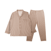 [3% 적립] Aone Unisex Peach Fleece Classic Line Collar Pajama Set Brown