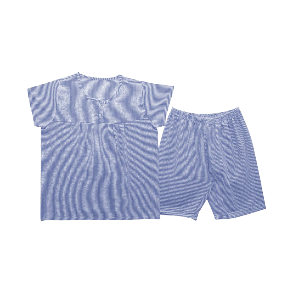 A-CO-SS-BL-W (W) Aone Cool Embro Short Sleeve Pajama Set Blue