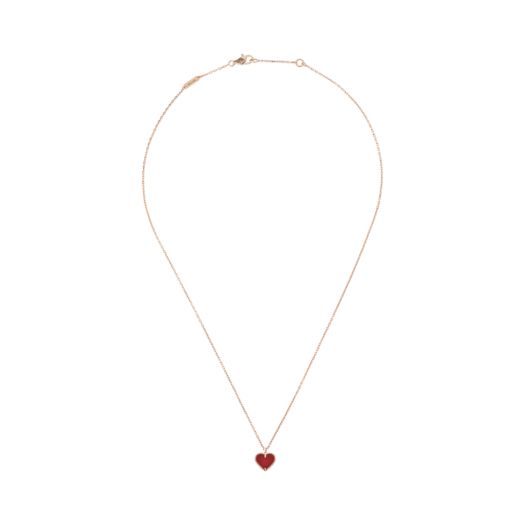 (W) Van Cleef & Arpels Sweet Alhambra Heart Pendant Rose Gold Carnelian