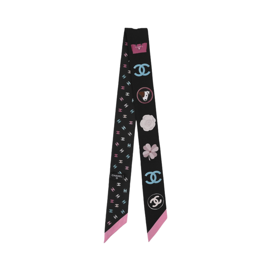 (W) 샤넬 헤어밴드 실크 트윌 & 블랙 핑크((W) Chanel Slim Bandeau Silk Twill & Black Pink) - 1
