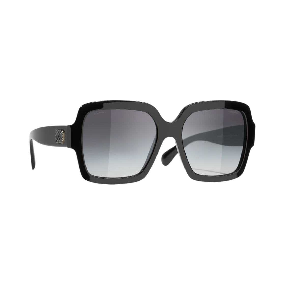 샤넬 스퀘어 선글라스 아세테이트 & 블랙 프레임 그레이 그라데이션 렌즈 아시안 핏(Chanel Square Sunglasses Acetate & Black Frame Grey Gradient Lenses Asian Fit) - 2