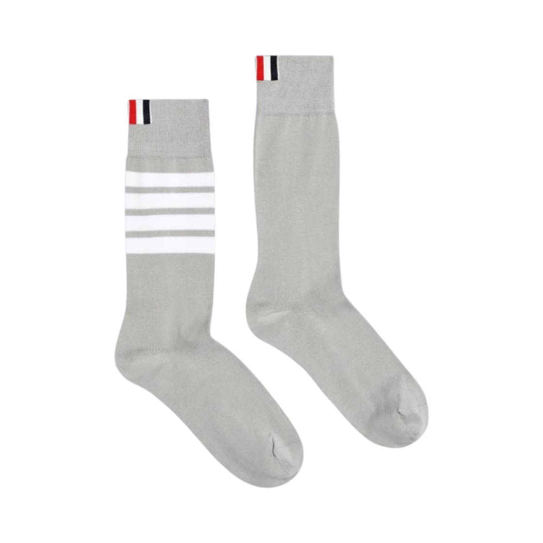 FAS020B-01690-055 (W) Thom Browne Lightweight Cotton 4-Bar Mid Calf Socks Light Grey