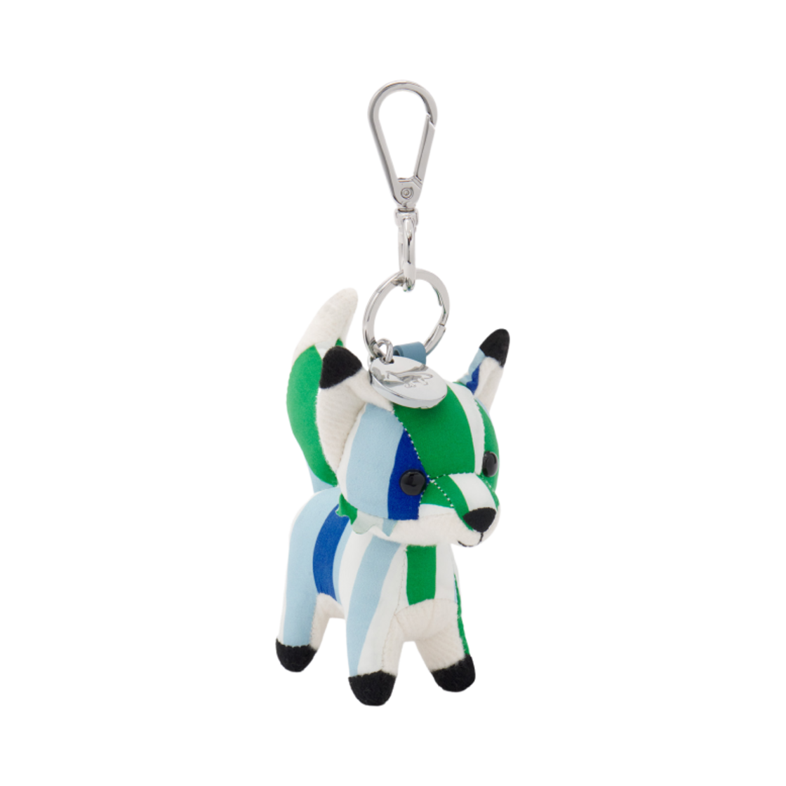 메종 키츠네 스몰 스트라이프 폭스 백 참 블루 그린(Maison Kitsune Small Stripes Fox Bag Charm Blue Green) - 2