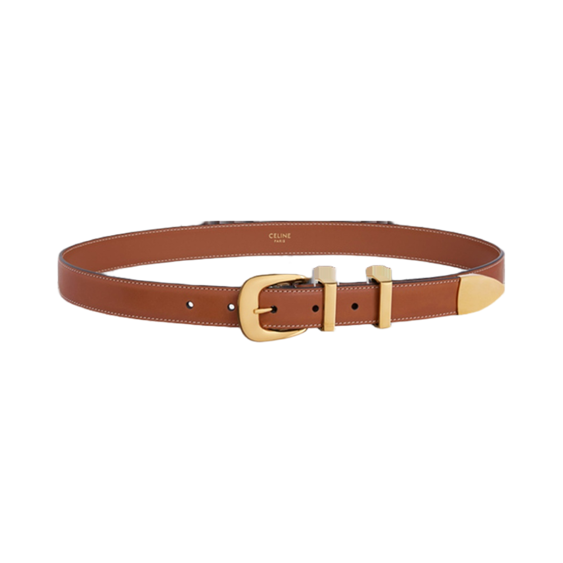 (W) 셀린느 미디움 웨스턴 벨트 내츄럴 카프스킨 탄((W) Celine Medium Western Belt in Natural Calfskin Tan)