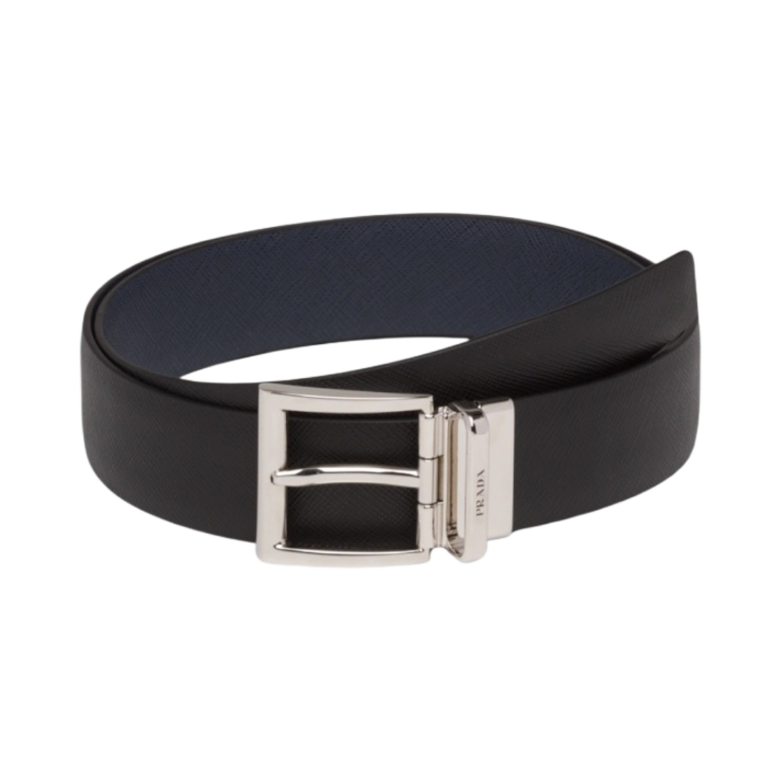 프라다 사피아노 레더 리버시블 벨트 블랙 발틱 블루(Prada Saffiano Leather Reversible Belt Black Baltic Blue)