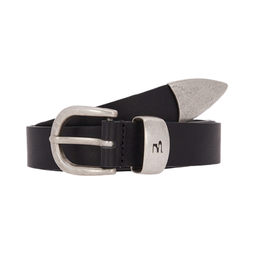 MW245-BT01-BKPN Margesherwood Leather Symbol Belt Black Plain